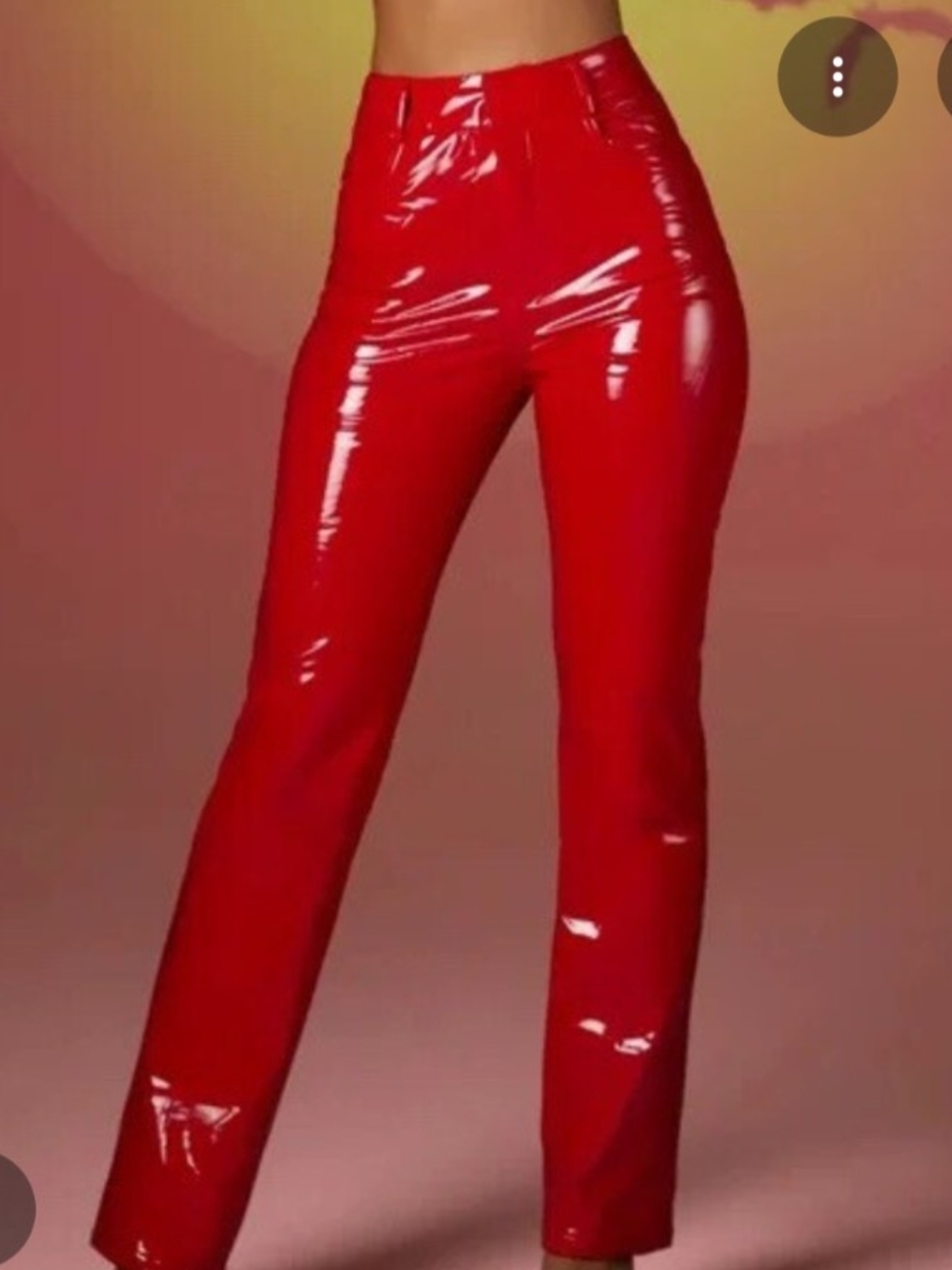 High-Waist Red Patent 90's NWT Straight-Leg Pants